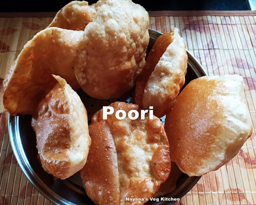 Indian fry bread Recipe whole wheat flour Poori, also called Puri is a delicious fried bread served for breakfast, lunch or snack.
