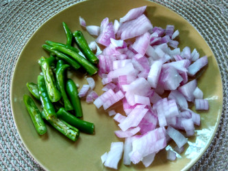 chopped onion and green chilies